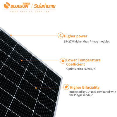 Bluesun Hot Sale N-type Topcon Cell Solar Panels 600w 700w Solar Panels High Efficiency Solar Panel Complete Kit