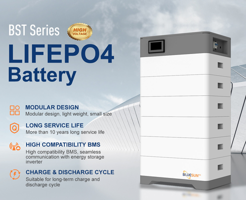 Bluesun 12v-100ah Home Battery Storage System Lifepo4 Solar Lithium Ion Stackable with Smart BMS & CAN Communication Port